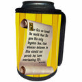 3dRose 777images - Bible Promises - John 3 verse on a scroll with illuminated and medieval text - Can Cooler Bottle Wrap (cc_240596)