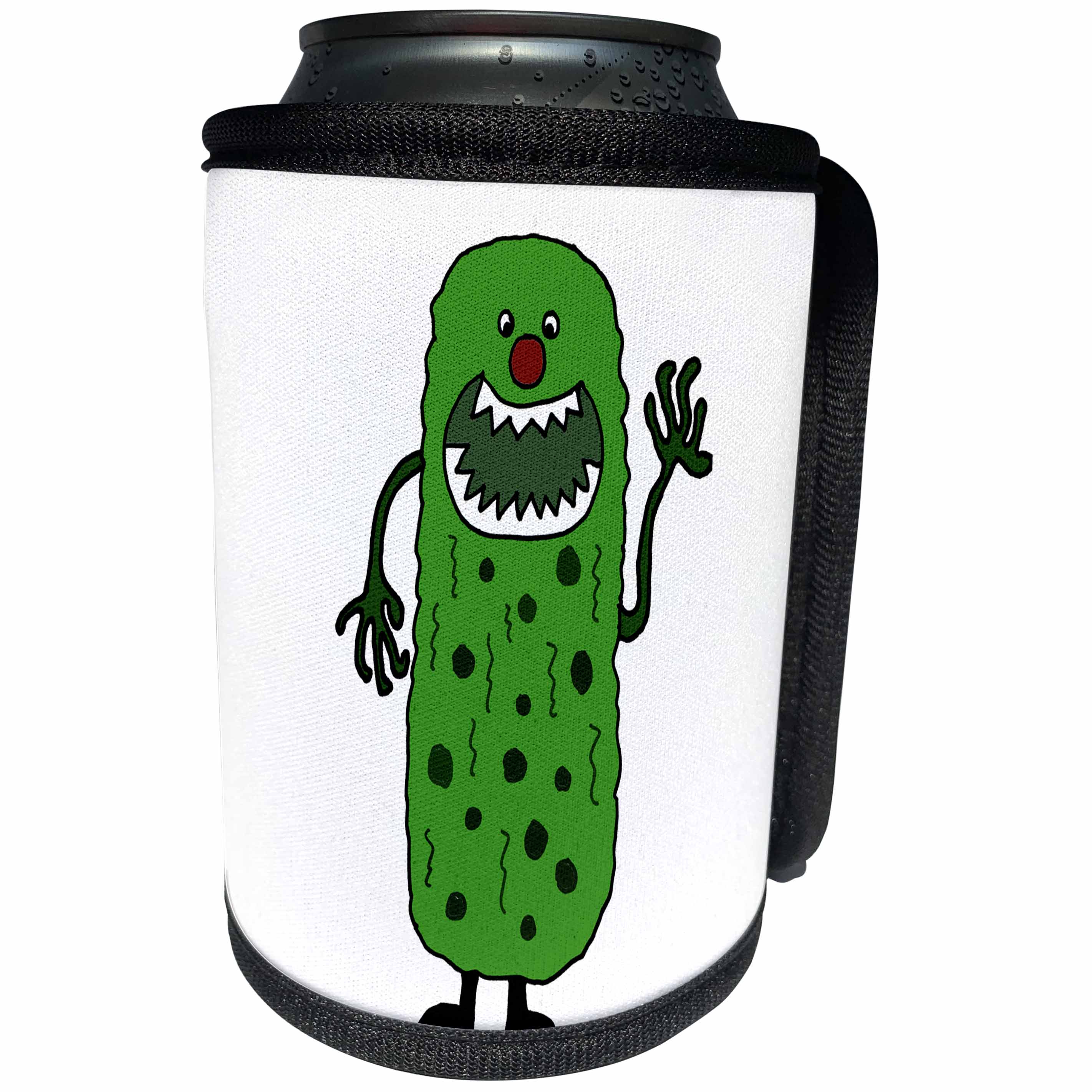 3dRose All Smiles Art Funny - Funny Pickle Tickle Monster Cartoon - Can Cooler Bottle Wrap (cc_240604)