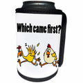 3dRose All Smiles Art Funny - Funny Chicken and Egg Racing Cartoon Which Came First - Can Cooler Bottle Wrap (cc_240605)