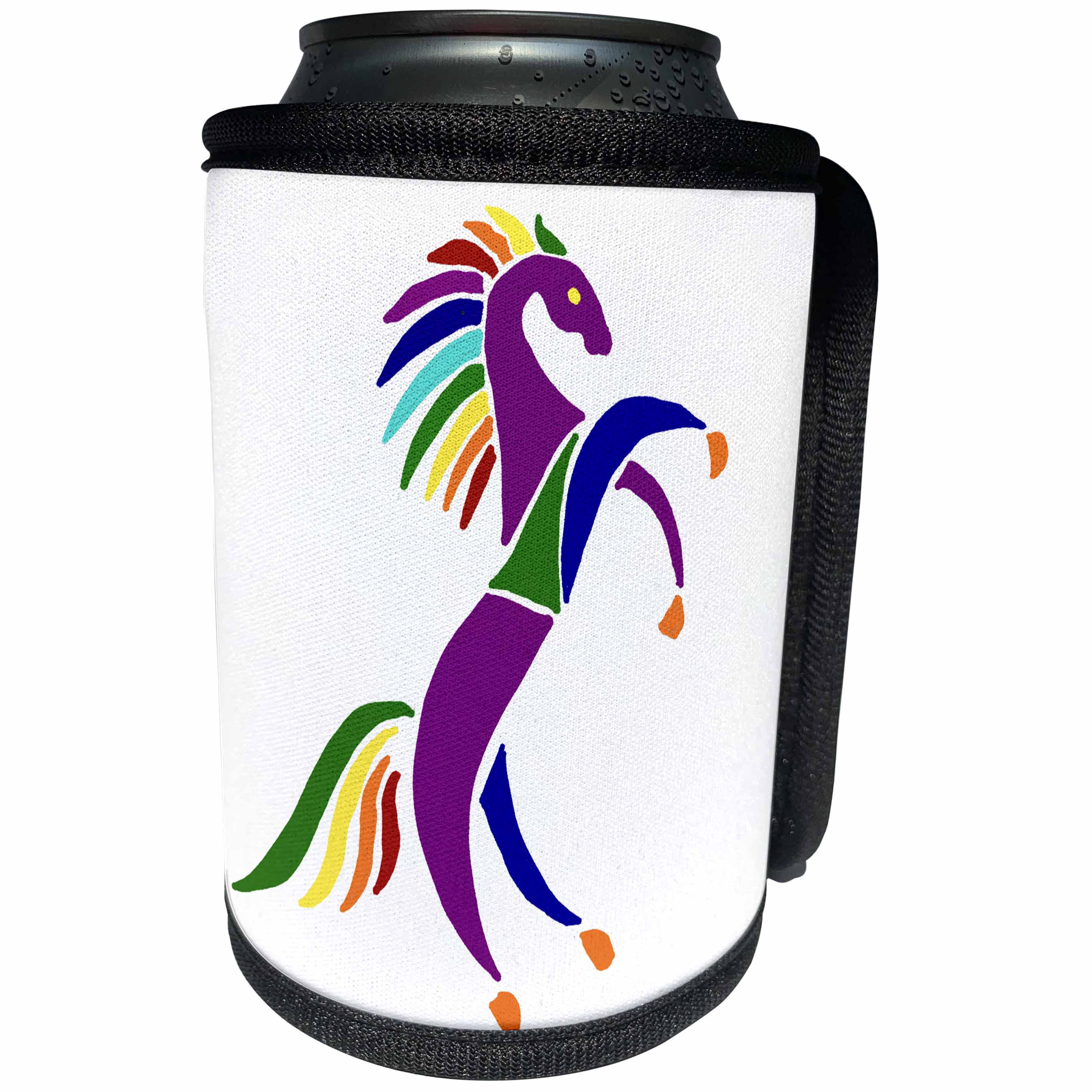 3dRose All Smiles Art Abstract - Cool Colorful Rearing Horse Abstract Art Original - Can Cooler Bottle Wrap (cc_240606)