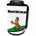 3dRose All Smiles Art Funny - Funny Goat kayaking says Whatever Floats your Goat - Can Cooler Bottle Wrap (cc_240609)