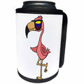 3dRose All Smiles Art at the Beach - Cool Funny Pink Flamingo Bird Wearing Sunglasses - Can Cooler Bottle Wrap (cc_240619)