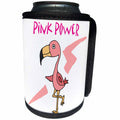 3dRose All Smiles Art Inspirational - Funny Pink Flamingo Bird says Pink Power - Can Cooler Bottle Wrap (cc_240620)