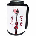 3dRose All Smiles Art Inspirational - Funny Pink Giraffe Pink Power Support for Breast Cancer - Can Cooler Bottle Wrap (cc_240621)