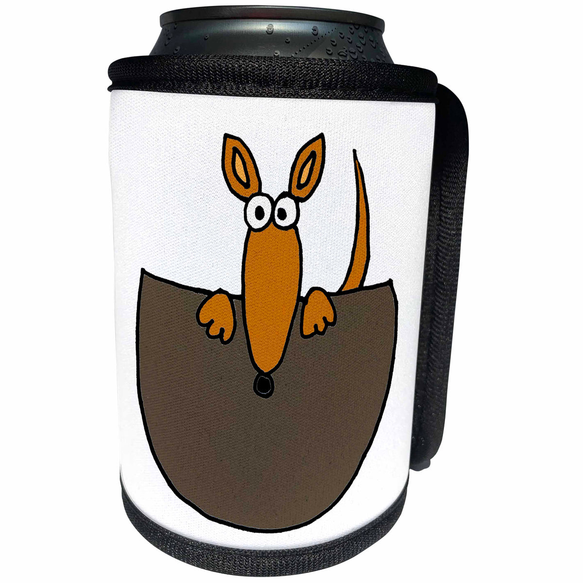 3dRose All Smiles Art Animals - Funny Baby Kangaroo in Pouch Cartoon - Can Cooler Bottle Wrap (cc_240624)