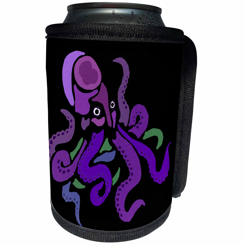 3dRose All Smiles Art at the Beach - Cool Fun Colorful Octopus Abstract Art - Can Cooler Bottle Wrap (cc_240630)