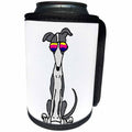 3dRose All Smiles Art Pets - Cool Funny Grey and White Greyhound Dog Wearing Sunglasses - Can Cooler Bottle Wrap (cc_240631)