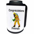 3dRose Florene Congratulations For Careers - Image of Congratulations On Making Firefighter with Fireman - Can Cooler Bottle Wrap (cc_240692)
