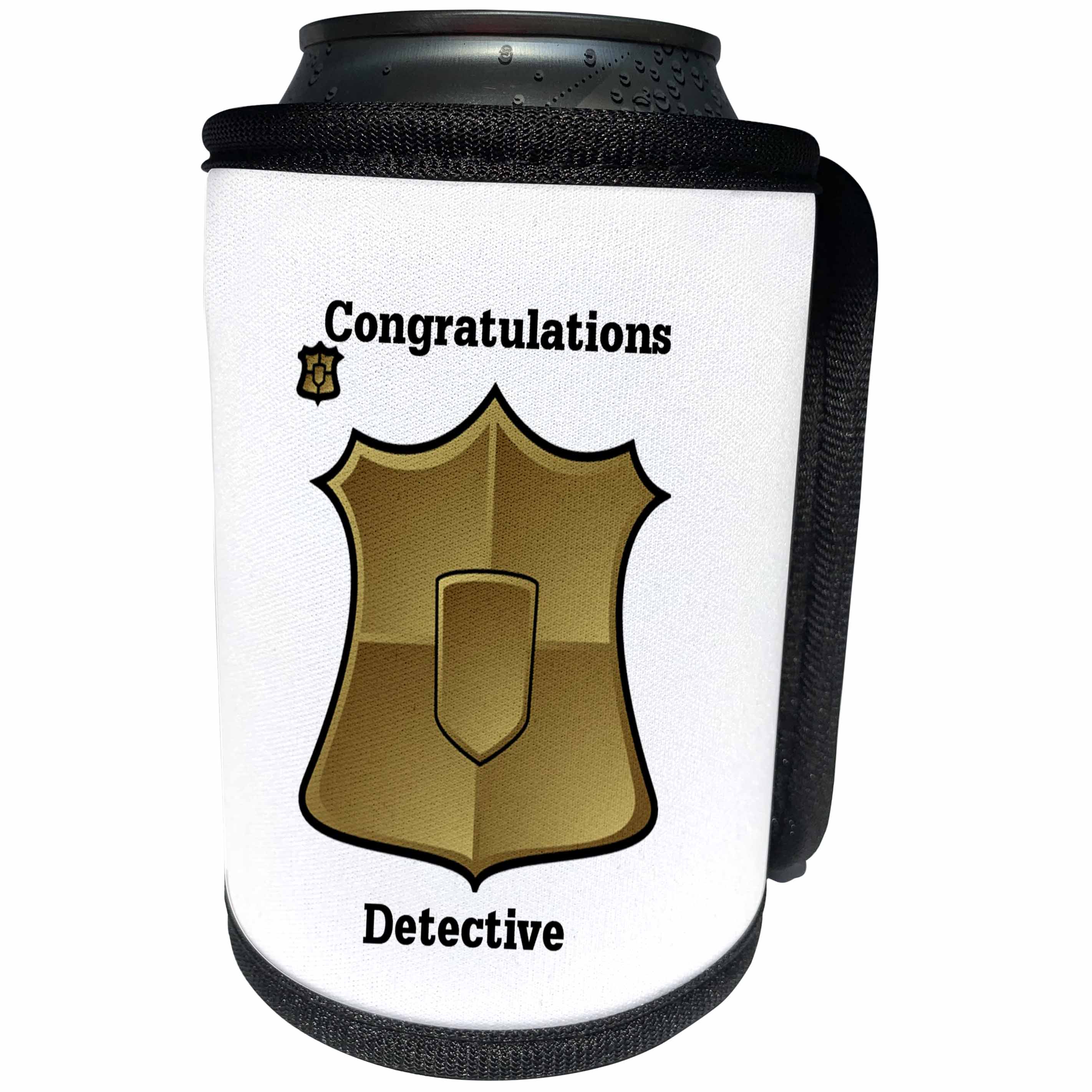 3dRose Florene Congratulations For Careers - Image of Congratulations On Making Detective - Can Cooler Bottle Wrap (cc_240693)