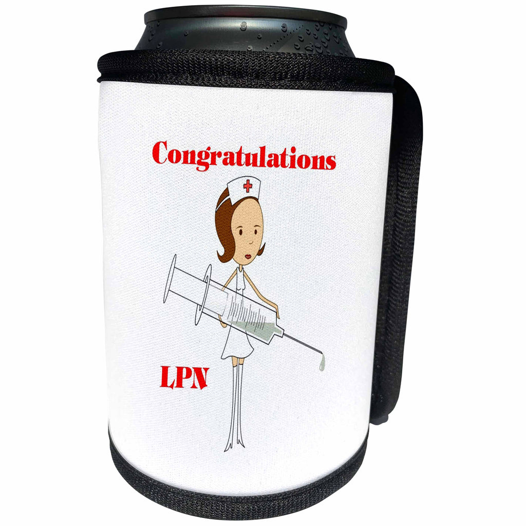 3dRose Florene Congratulations For Careers - Image of Congratulations for New LPN - Can Cooler Bottle Wrap (cc_240695)