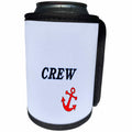 3dRose Florene Nautical Décor - Image of Word Crew With Red Anchor - Can Cooler Bottle Wrap (cc_240701)