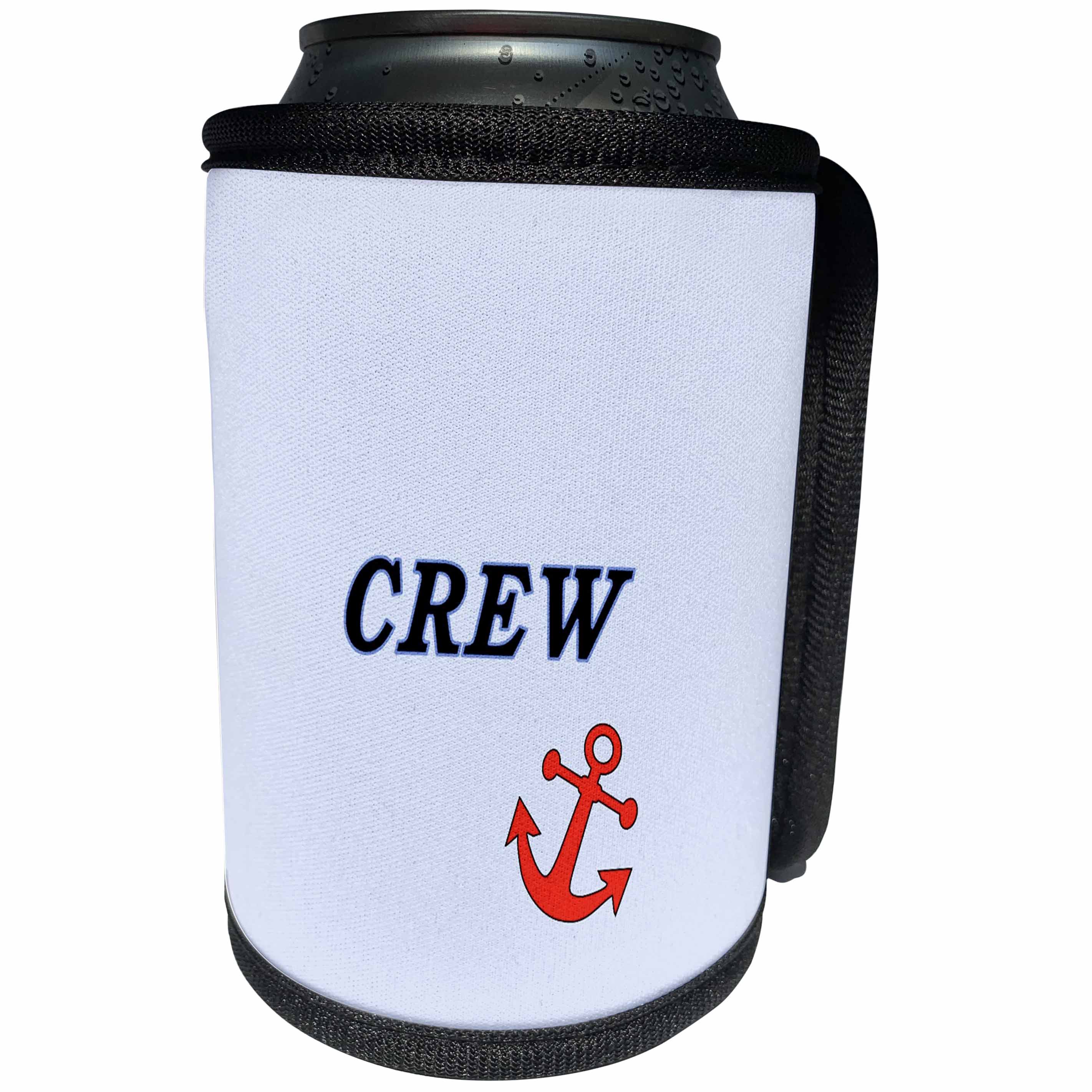 3dRose Florene Nautical Décor - Image of Word Crew With Red Anchor - Can Cooler Bottle Wrap (cc_240701)