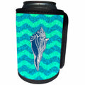 3dRose Russ Billington Nautical Designs - Wavy Blue Lines and Sea Shell Design - Can Cooler Bottle Wrap (cc_241001)