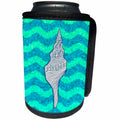 3dRose Russ Billington Nautical Designs - Shell Drawing over a Wavy Green Blue Background - Can Cooler Bottle Wrap (cc_241007)
