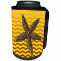 3dRose Russ Billington Nautical Designs - Nautical Theme Design with Star Fish over Wavy Background - Can Cooler Bottle Wrap (cc_241022)