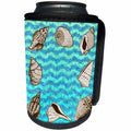 3dRose Russ Billington Nautical Designs - Eight Sea Shells on a Wavy Blue Green Background - Can Cooler Bottle Wrap (cc_241023)