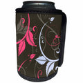 3dRose Russ Billington Designs - Elegant Leafy Scrolls in Pink and Warm Gray - Can Cooler Bottle Wrap (cc_241028)