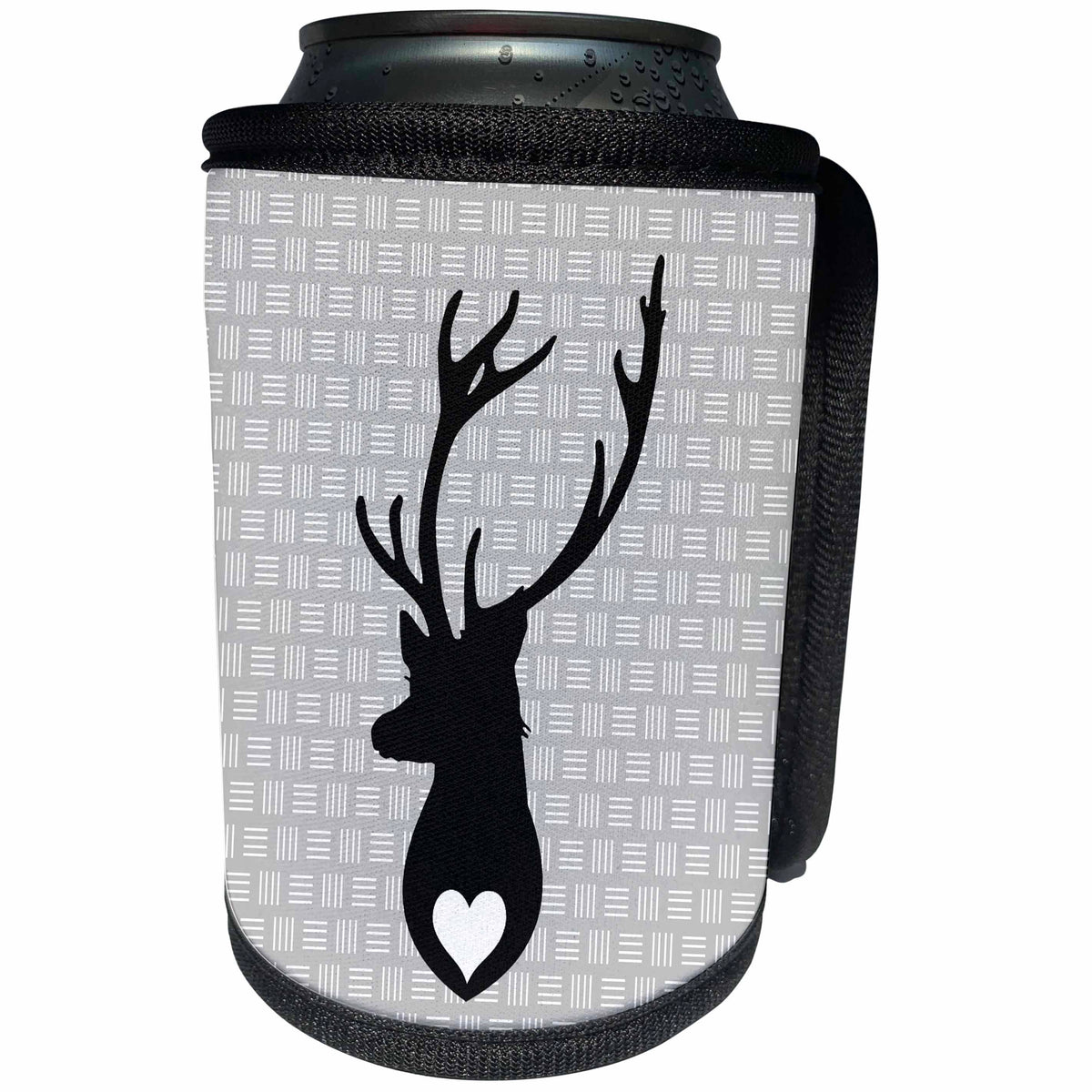 3dRose Russ Billington Designs - Black Gray and White Stag Design - Can Cooler Bottle Wrap (cc_241049)