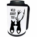 3dRose Russ Billington Designs - Wild About You- A Design with Two Deer in Black and White - Can Cooler Bottle Wrap (cc_241050)
