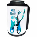 3dRose Russ Billington Designs - A Pair of Deer in Love- Pretty in Turquoise and Blue - Can Cooler Bottle Wrap (cc_241053)