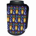 3dRose Russ Billington Patterns - Cute Owls Pattern with Moon and Stars - Can Cooler Bottle Wrap (cc_241055)