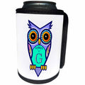 3dRose Russ Billington Monograms- Cute Owl Initial G - Initial Letter G- Cute Owl in Turquoise Pink and Lavender - Can Cooler Bottle Wrap (cc_241068)