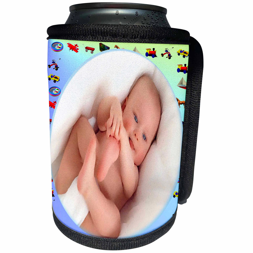 3dRose Susan Brown Designs People Themes - Baby Boy and Toys - Can Cooler Bottle Wrap (cc_24107)