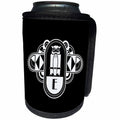 3dRose Russ Billington Art Deco Owl Monograms - White on Black Art Deco Owl Monogram Letter E - Can Cooler Bottle Wrap (cc_241260)