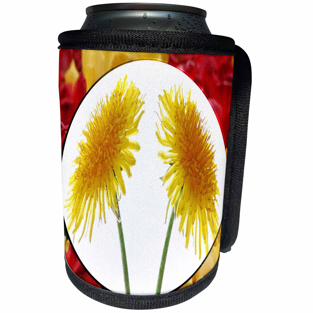 3dRose Susan Brown Designs Flower Themes - Dandelions in a Field of Tulips - Can Cooler Bottle Wrap (cc_24129)