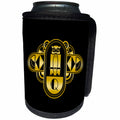 3dRose Russ Billington Art Deco Owl Monograms - Gold Effect Art Deco Owl Monogram Geometric Design Letter Q - Can Cooler Bottle Wrap (cc_241298)