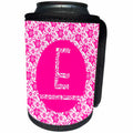 3dRose Russ Billington Monograms - Hoy Pink Girly Floral Monogram Letter E - Can Cooler Bottle Wrap (cc_241338)