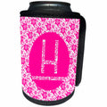 3dRose Russ Billington Monograms - Hoy Pink Girly Floral Monogram Letter H - Can Cooler Bottle Wrap (cc_241341)