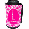 3dRose Russ Billington Monograms - Hoy Pink Girly Floral Monogram Letter L - Can Cooler Bottle Wrap (cc_241345)