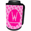 3dRose Russ Billington Monograms - Hoy Pink Girly Floral Monogram Letter W - Can Cooler Bottle Wrap (cc_241356)