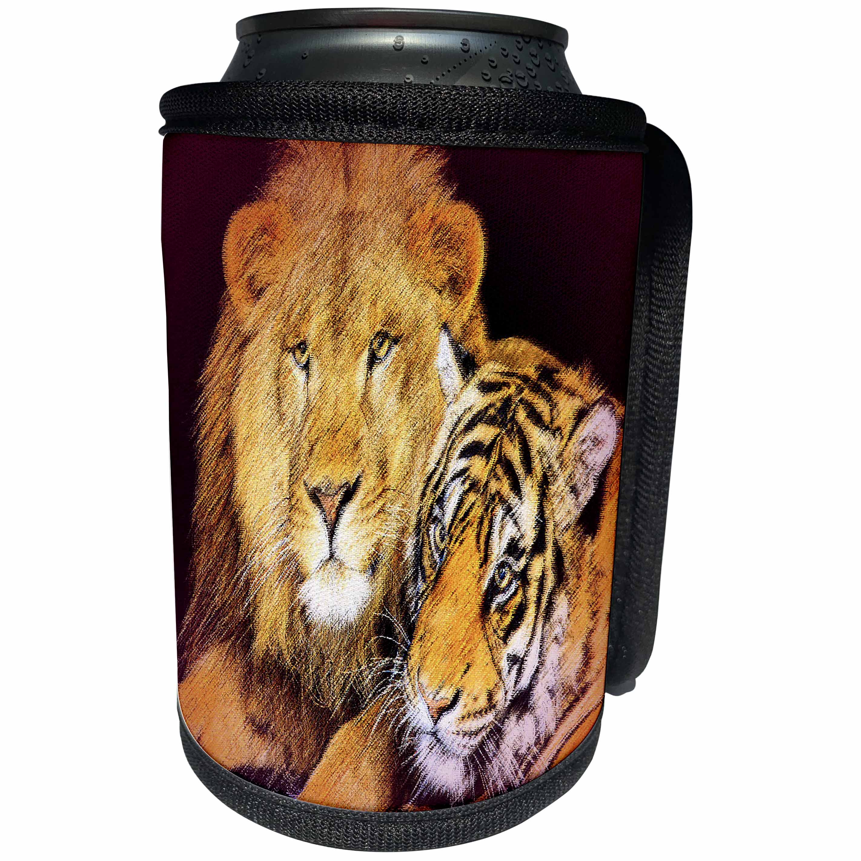 3dRose Susan Brown Designs Animal Themes - The Lion and the Tiger - Can Cooler Bottle Wrap (cc_24201)