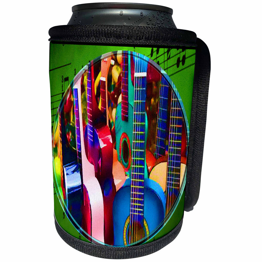 3dRose Susan Brown Designs Music Themes - Toy Guitars - Can Cooler Bottle Wrap (cc_24203)