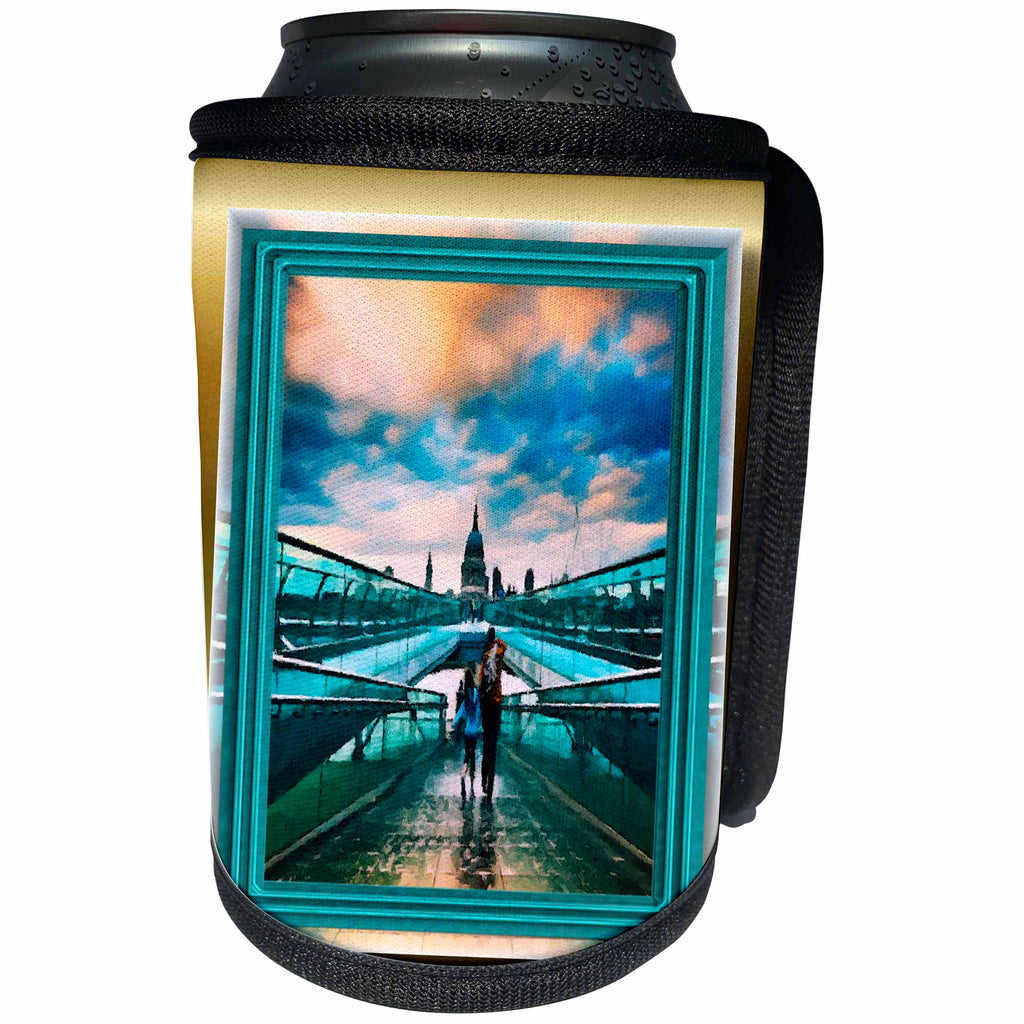 3dRose Susan Brown Designs General Themes - Walking the Millenium Bridge - Can Cooler Bottle Wrap (cc_24213)