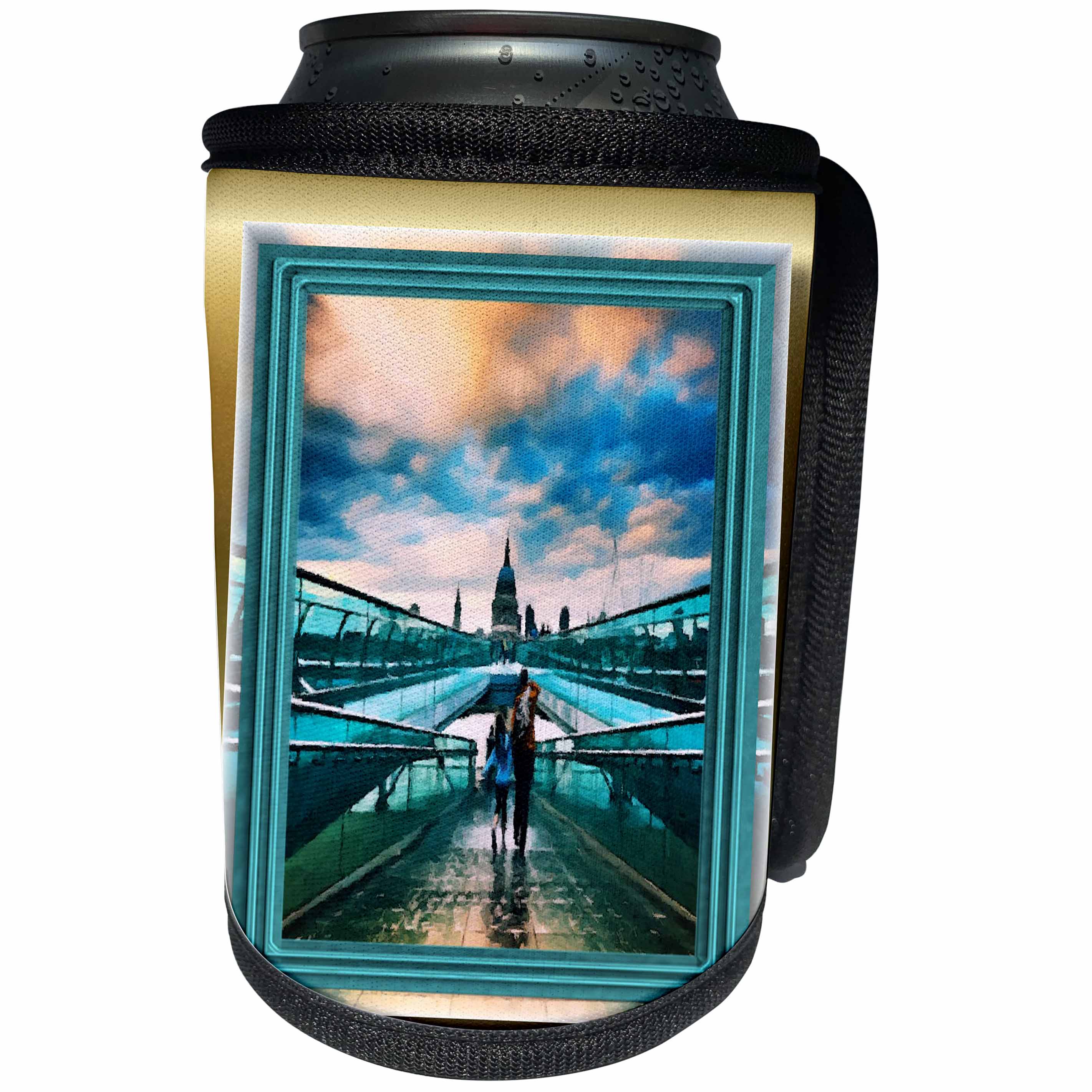 3dRose Susan Brown Designs General Themes - Walking the Millenium Bridge - Can Cooler Bottle Wrap (cc_24213)