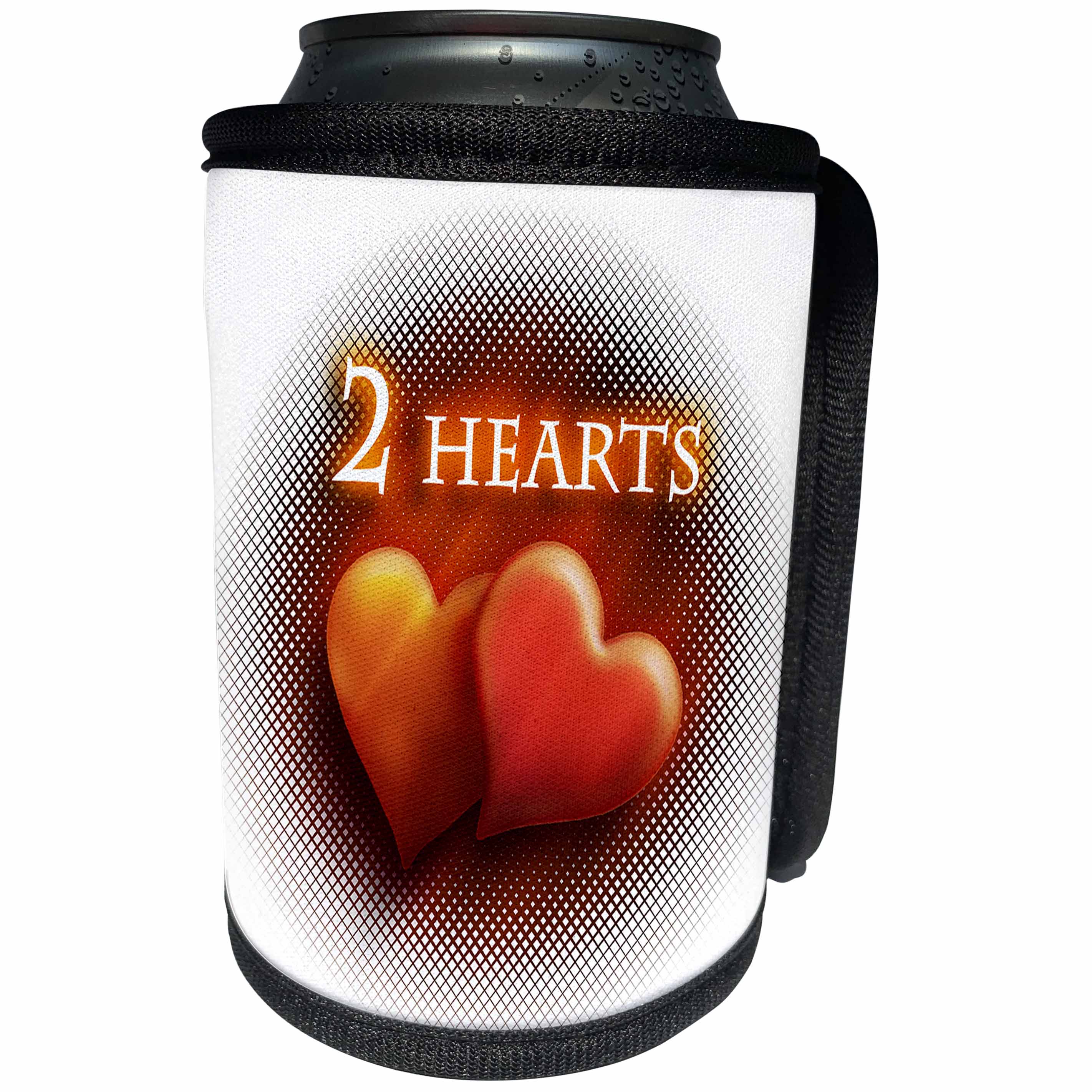 3dRose Houk Digital Design - 2 Red Hearts - Can Cooler Bottle Wrap (cc_24252)