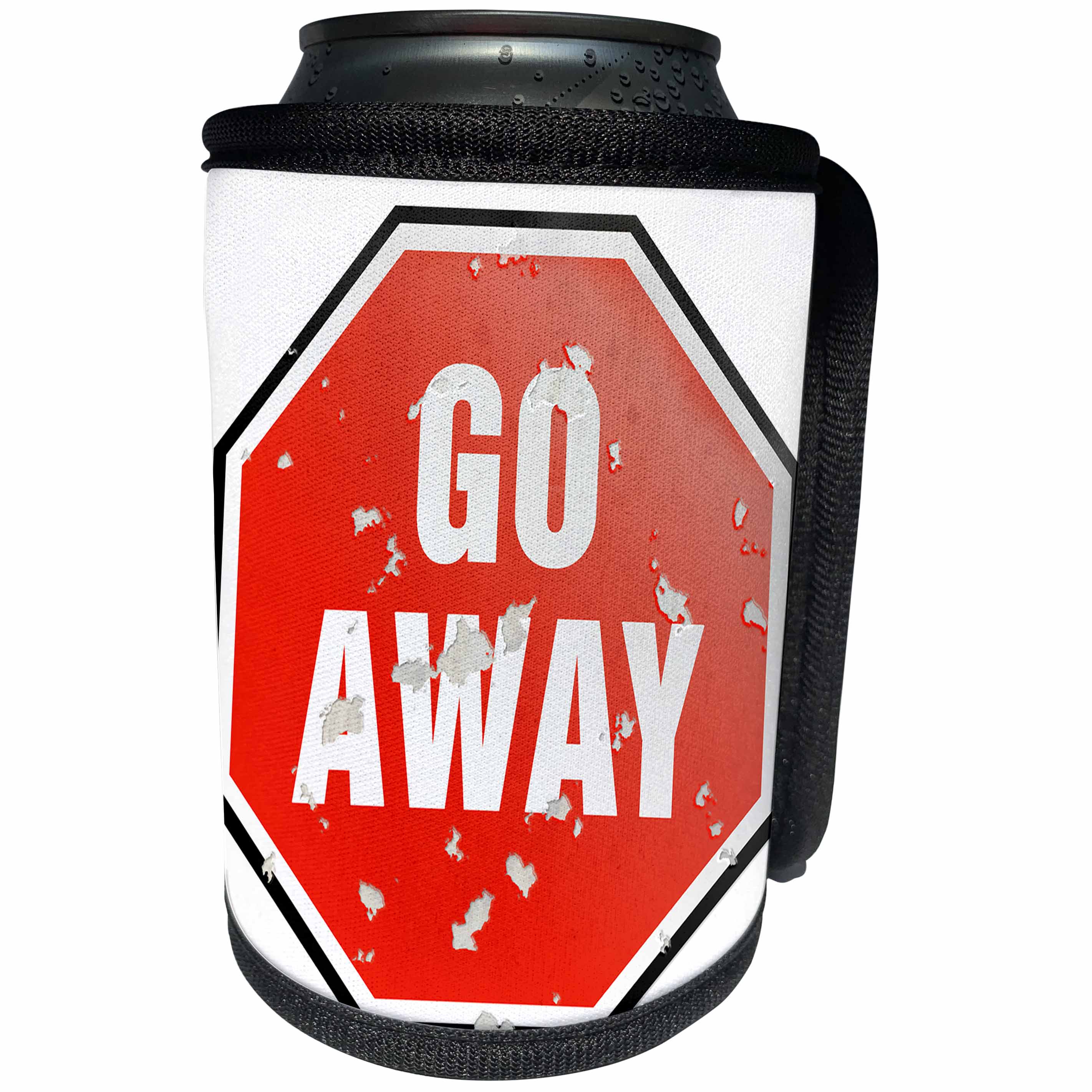 3dRose Houk Digital Design Symbols - Go Away Red Sign on white background - Can Cooler Bottle Wrap (cc_24274)