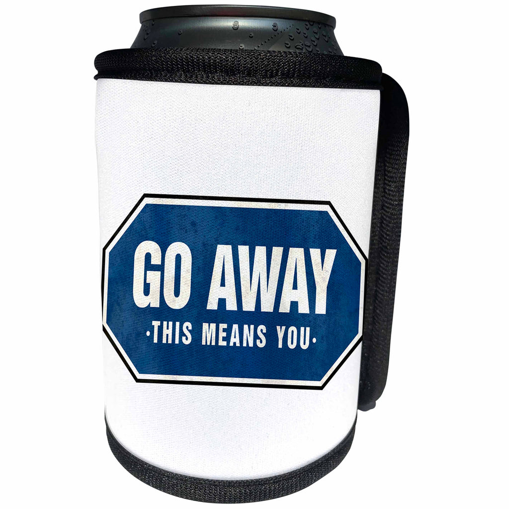 3dRose Houk Digital Design Symbols - Go Away This means you old blue sign - Can Cooler Bottle Wrap (cc_24275)