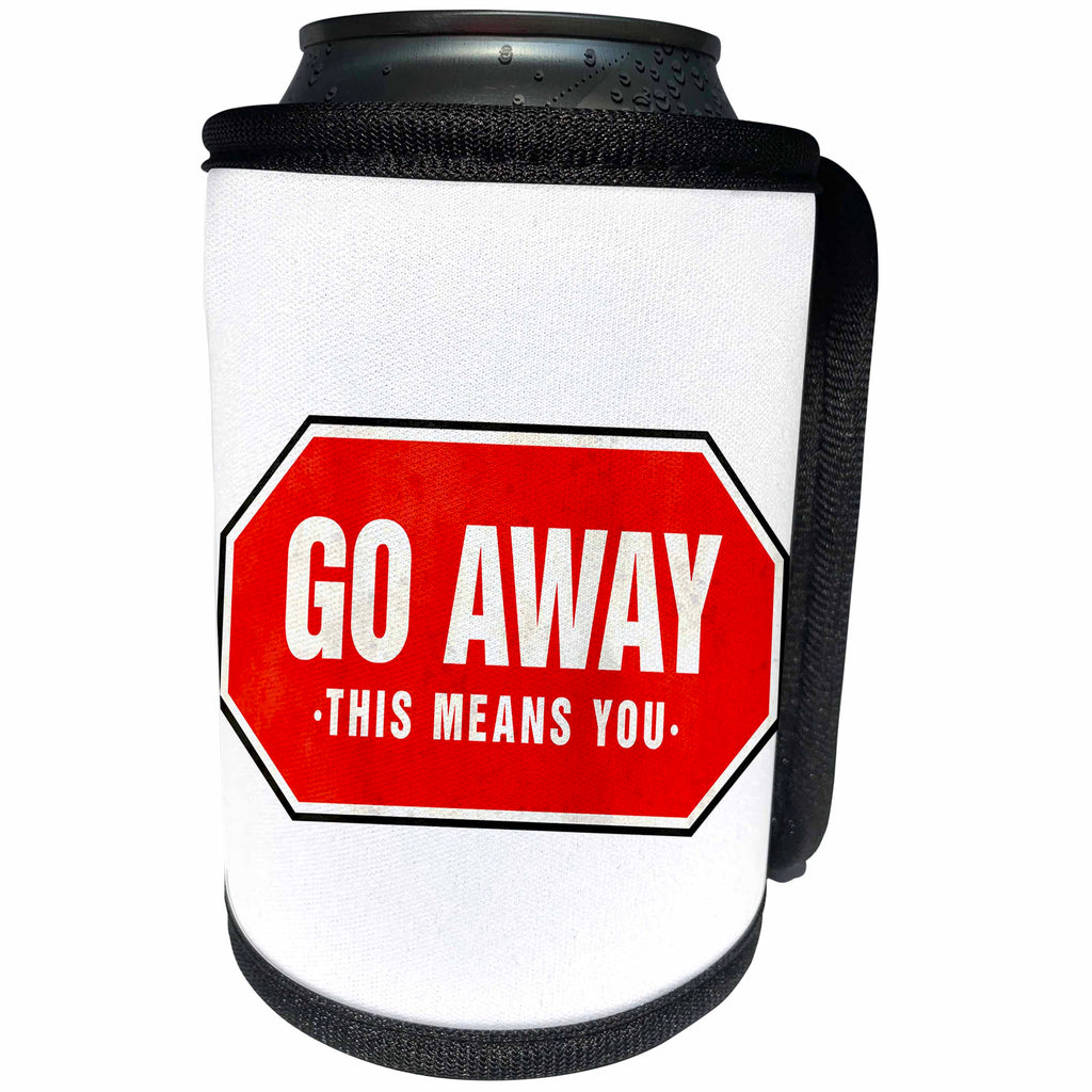 3dRose Houk Digital Design Symbols - Go Away This means you old red sign - Can Cooler Bottle Wrap (cc_24276)