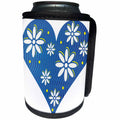 3dRose Houk Digital Design Celebration - Blue Heart full of white flowers Vibrant unique n modern design - Can Cooler Bottle Wrap (cc_24278)
