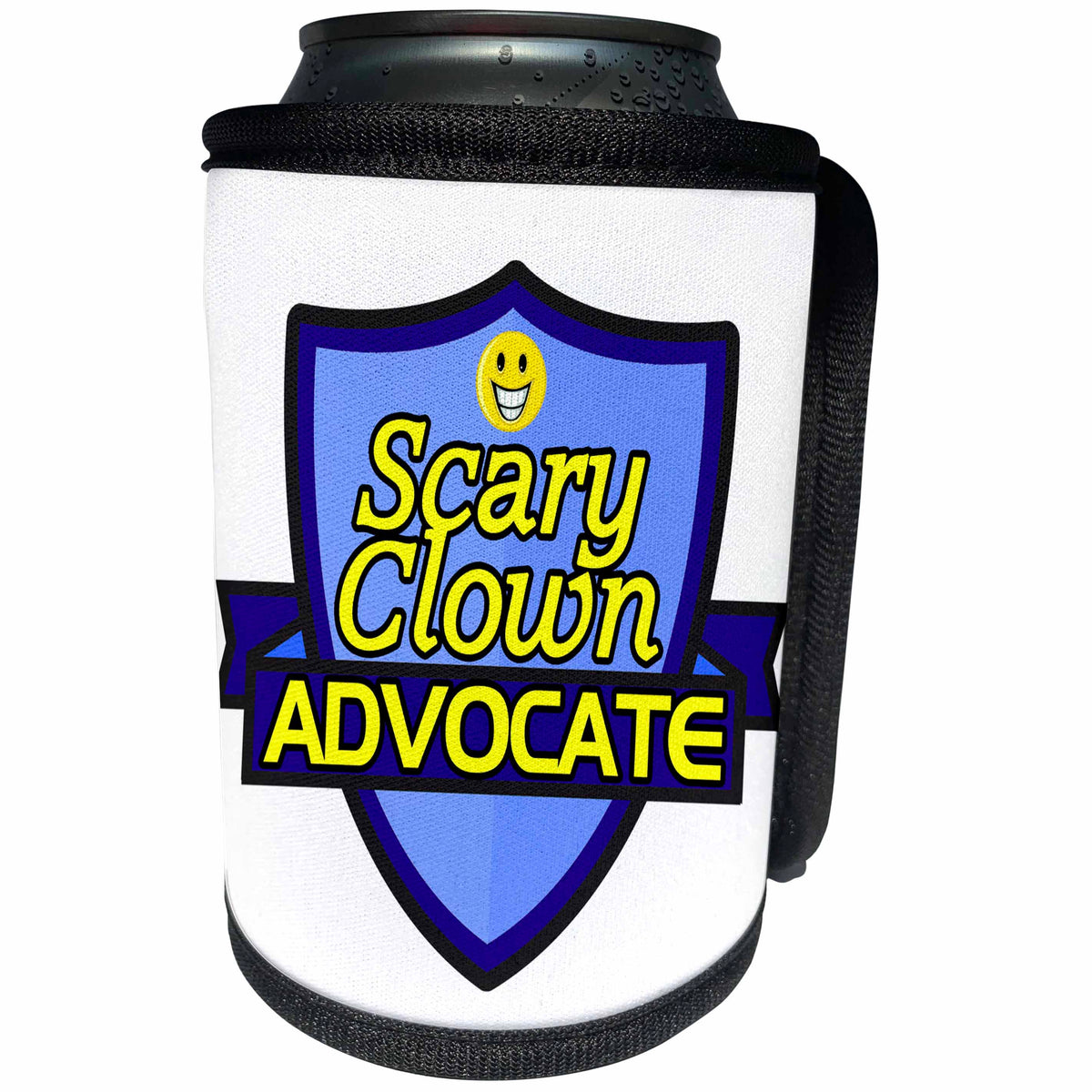 3dRose Dooni Designs – Funny Sarcastic Advocate Designs - Scary Clown Advocate Support Design - Can Cooler Bottle Wrap (cc_242793)