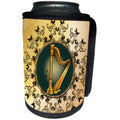 3dRose Heike Köhnen Design Music - Wonderful golden harp with key notes and flowers - Can Cooler Bottle Wrap (cc_243088)