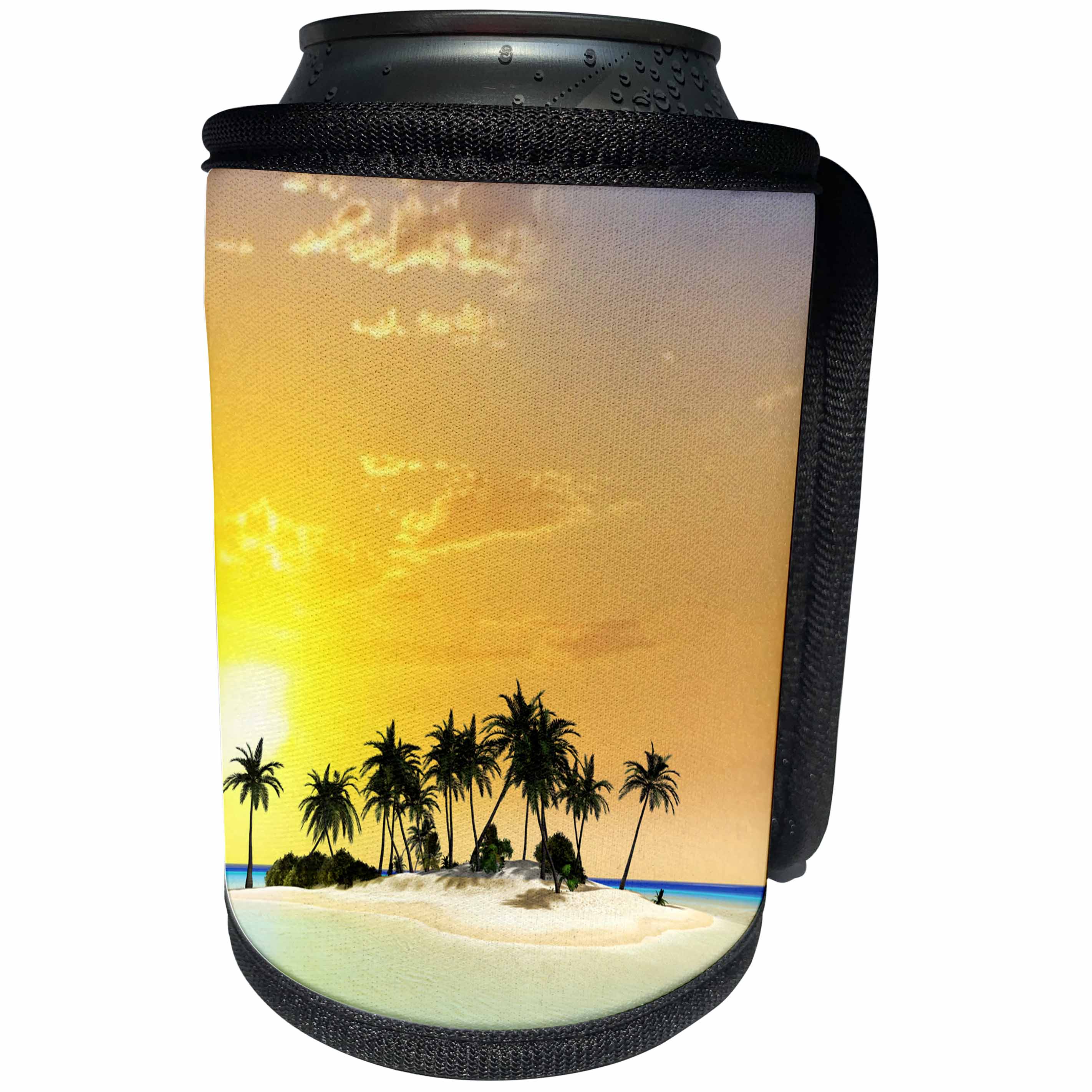 3dRose Heike Köhnen Design Landscape sunset - View over the ocean to a tropical island - Can Cooler Bottle Wrap (cc_243096)