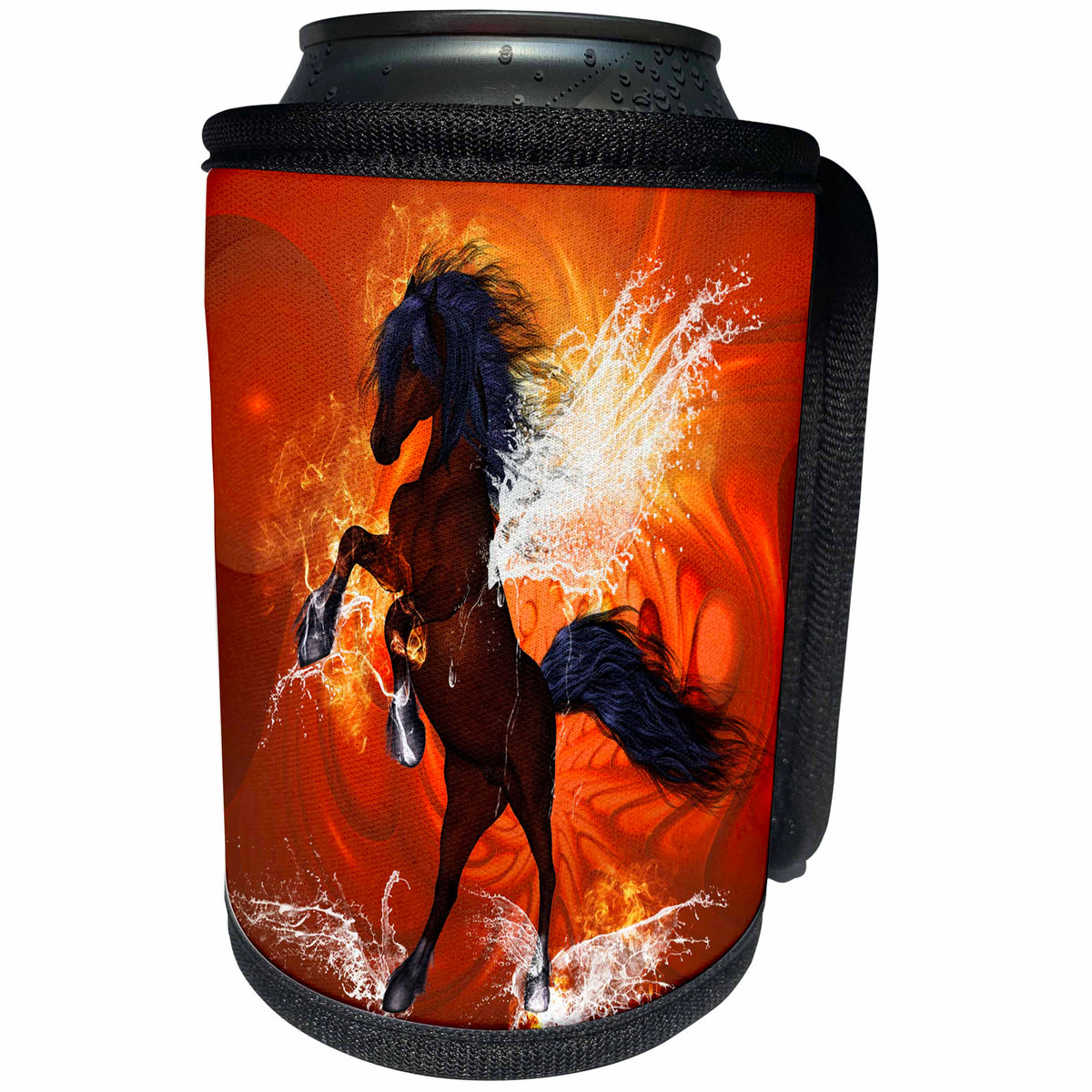 3dRose Heike Köhnen Design Animal Horse - Beautiful horse with water wings and flame - Can Cooler Bottle Wrap (cc_243097)