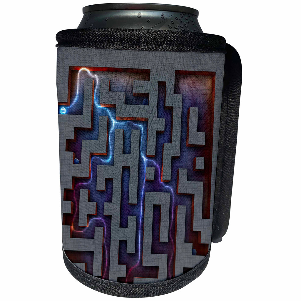 3dRose Houk Digital Abstraction Art - Labyrinth How to get out Geometric image with eerie mood - Can Cooler Bottle Wrap (cc_24310)
