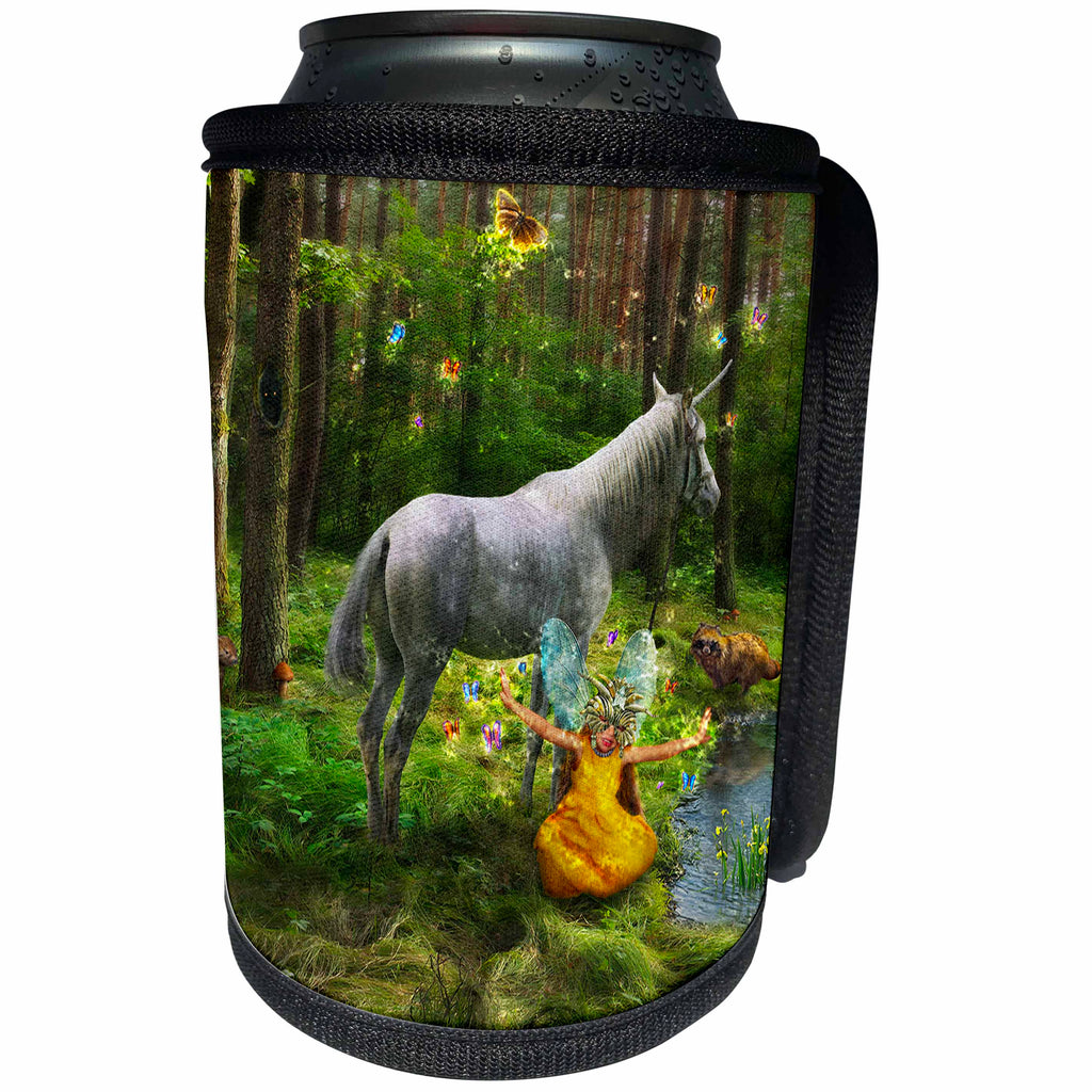 3dRose Houk Digital Fantasy Art - Naai 2 Idyll scene with little nymph Eerie and mysterious mood - Can Cooler Bottle Wrap (cc_24311)