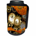 3dRose Heike Köhnen Design Steampunk - steampunk, clocks and gears in golden colors - Can Cooler Bottle Wrap (cc_243116)